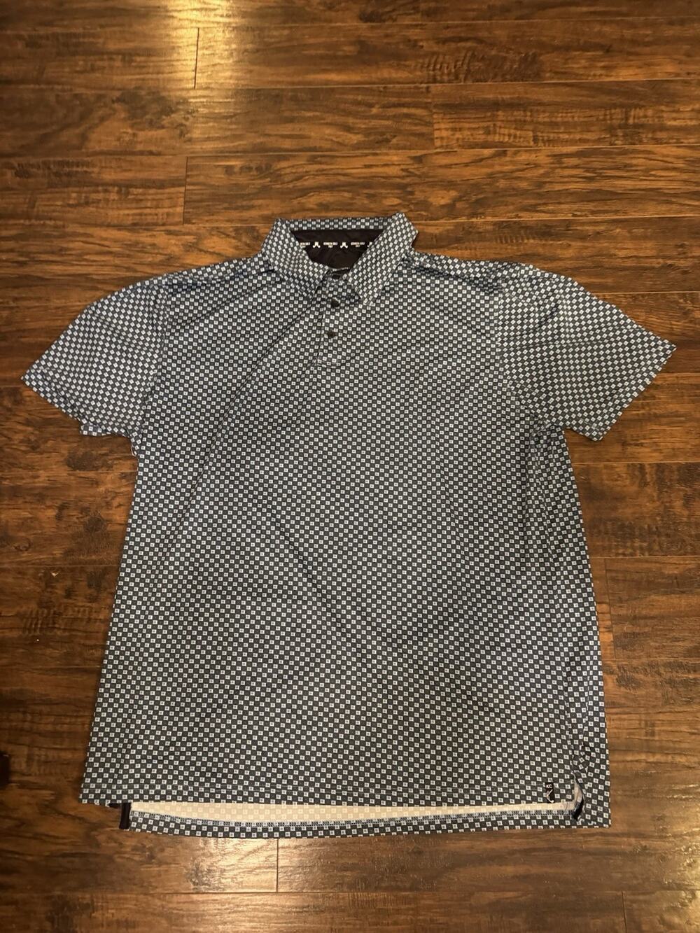 Kenneth Cole Polo Shirt Mens Blue Geometric Golf Performance Stretch 2X